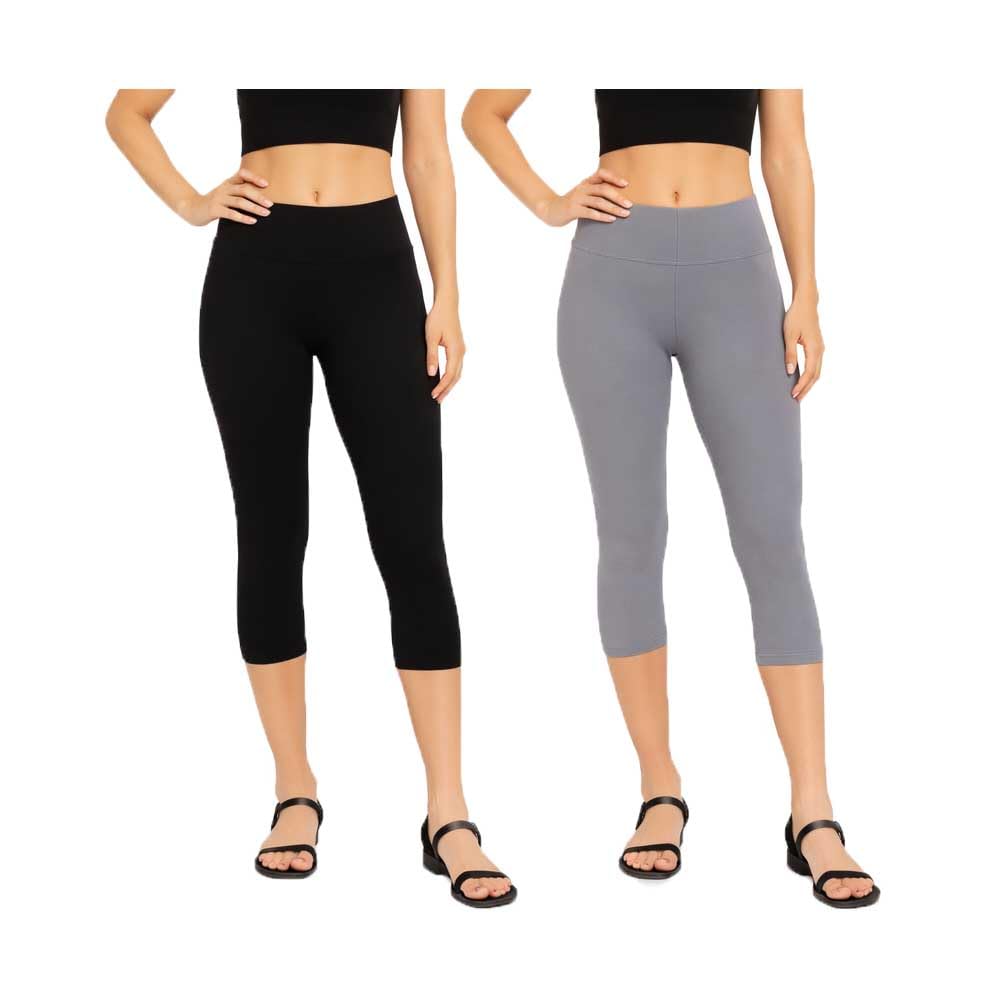 brand flex Womens Solid Plain 3/4th Capri for Girls Black, Grey (Combo Pack Of 2)-picture-17