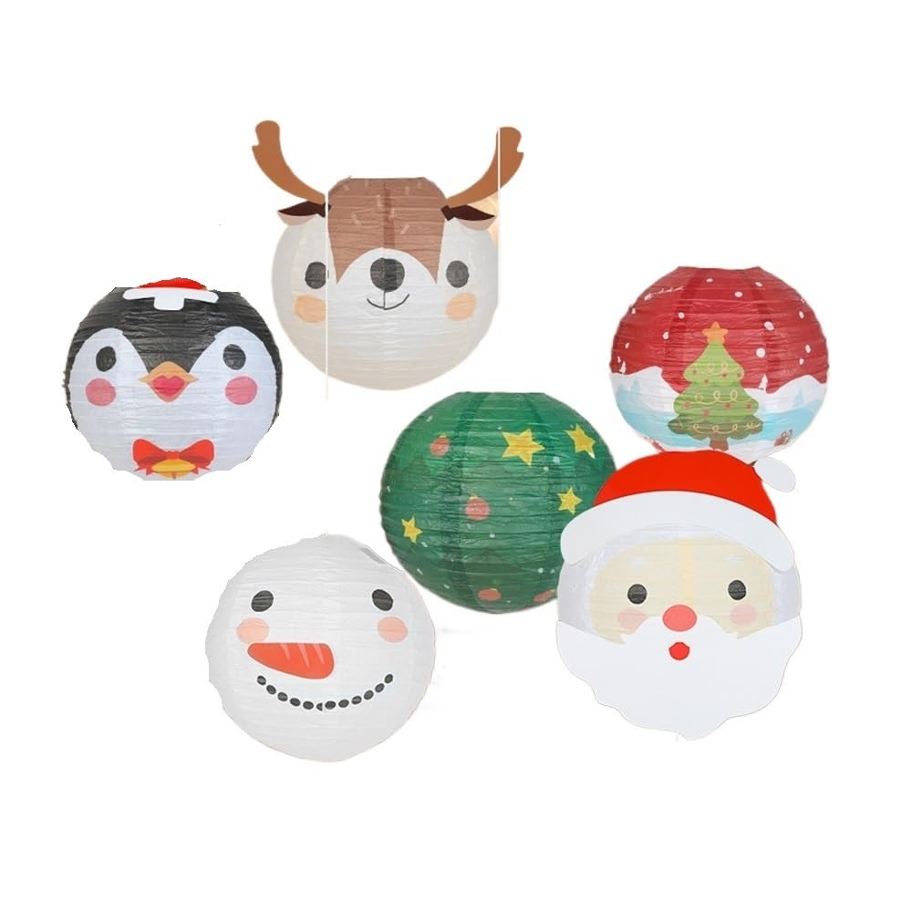 Christmas Paper Lantern Santa Claus Snowman Xmas Tree Hanging Lantern Ornament New Year Christmas Party Home Decor(A04)