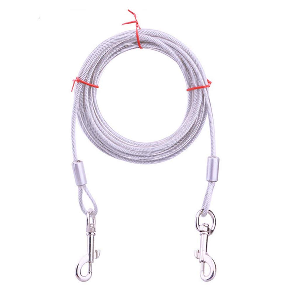 Cavo di collegamento per cani con ganci in metallo resistente, in acciaio inossidabile, copertura in PVC, per esterni, cortile, campeggio