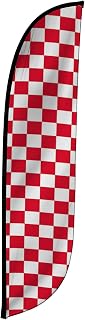 LookOurWay Feather Flag Banner - 12 Feet Tall Advertising Flags for Outside Business and Events Promotion - Swooper Flag Only - Race Marathon Flags - Checkered Red & White (10M1200294)