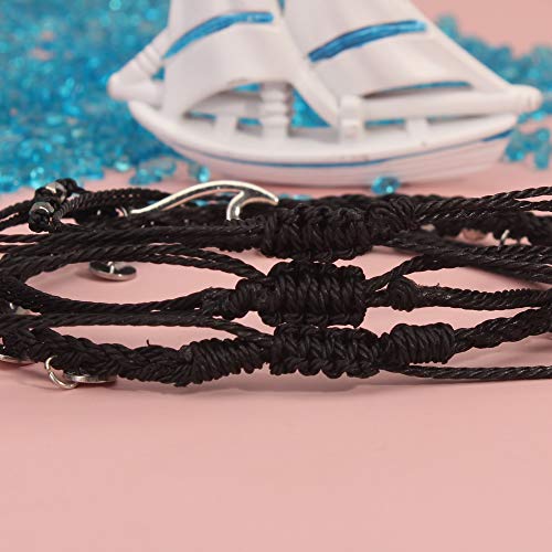Image of Waterproof String Anklets Cute Beaded Ankle Bracelets Beach Wave Anklet Stainless Steel Coin Boho Ankle Jewelry for Women