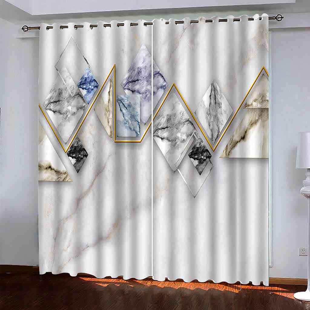 Rideaux occultants 140x160 cm à oeillets GXLOGAA motif marbre et ligne d'or pour salon lot de 2