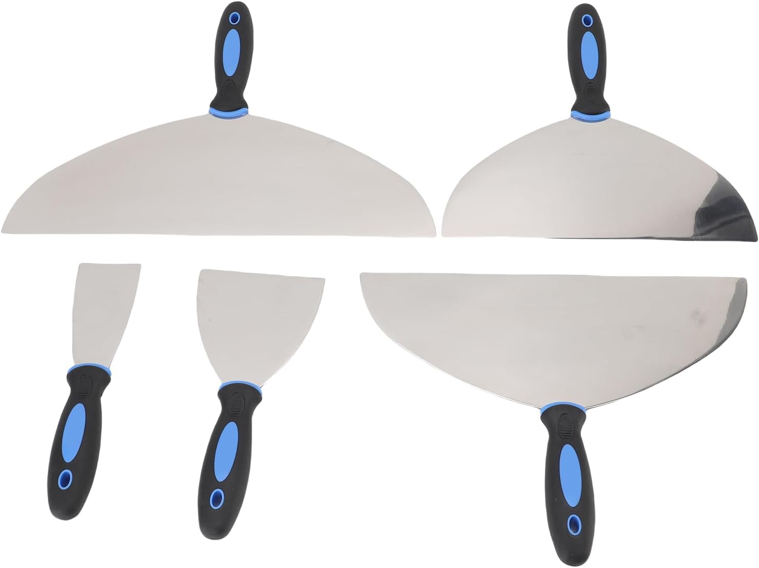 WALFRONT 2, 4, 10, 12, 14in Stainless Steel Putty Cutter Set with Handy Foldable Storage Bag Comfort Grip, Large Tool Roll Bag for Construction Site Home Decoration, Paint Scraper