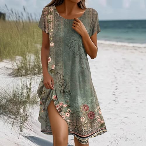 Summer Dresses for Women 2025 Trendy Casual Short Sleeve Flowy Boho Petite Tshirt Dress Beach Vacation Clothes2