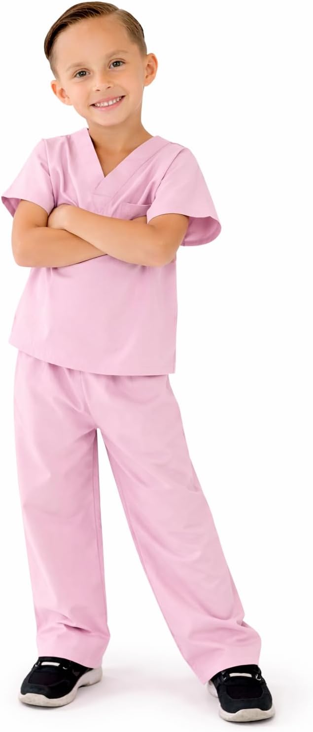 Natural Uniforms Childrens Scrub Set-Soft Touch-Role Play Costume Set (Pink, 7) image 3