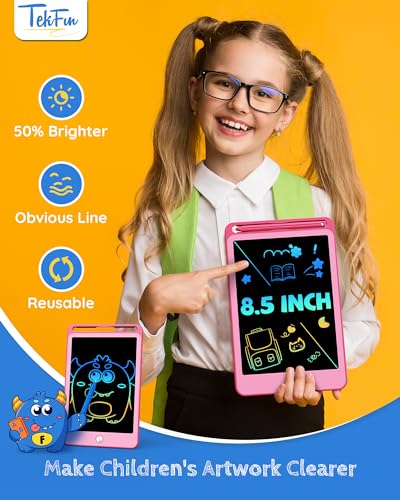 TEKFUN Tableta de Escritura LCD para Niños 8,5 Pulgadas,Educativo Juguetes Niños 3 4 5 6 Años,Tablero de Dibujo Pizarra Infantil,Regalo para Niña Niño de 3+ Años (Rosa) - imagen 6