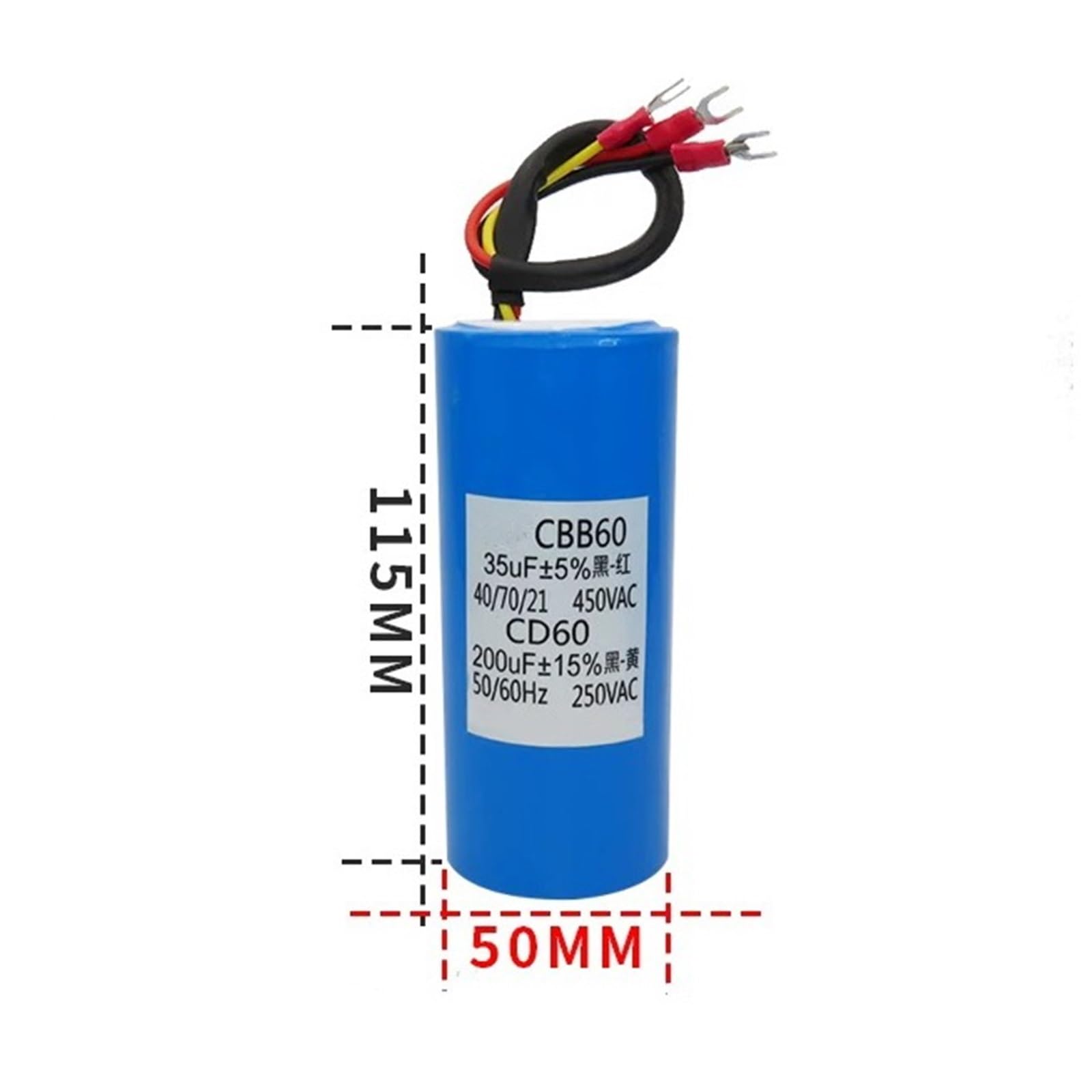 Máquina de elevación de neumáticos con condensador combinado de tres cables CBB60+CD60, capacidad de 450 V/250 V.(CBB60 20UFCD60 200UF)