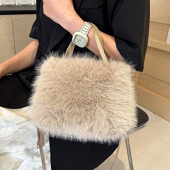 Faux Fur Purse for Women Girls Fuzzy Small Crossbody Bag Cute Plush Purses with Shoulder Strap Furry Fluffy Bags2