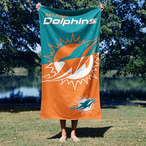 Image of Northwest NFL Miami Dolphins Microfiber Beach Towel, 30 x 60 Inches - Quick Dry, Sand Resistant, Lightweight, Highly Absorbent, Incisor Design