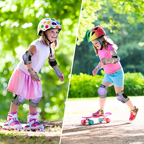 SKL Knee Pads for Kids, Elbow and Knee Pads Kids 6-13, Toddler 3 in 1 Protective Gear Set with Wrist Guards, Adjustable Strap for Skating Scooter Bike Riding Skateboard Cycling Rollerblading