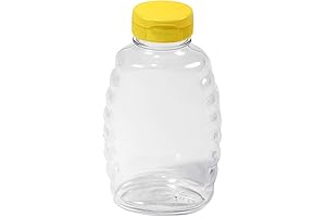 Little Giant Plastic Honey Jars: 12 Pack of 16 Oz Squeeze Bottles with Flip-Top Lids
