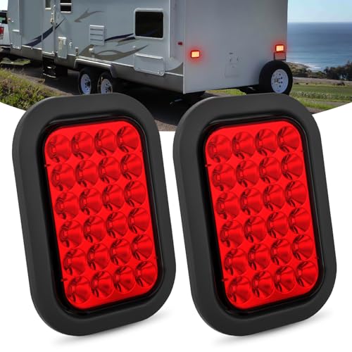 Image of Nilight 5 inch X 3 inch Rectangular Trailer Tail Light 2 PCS Red 24 LED