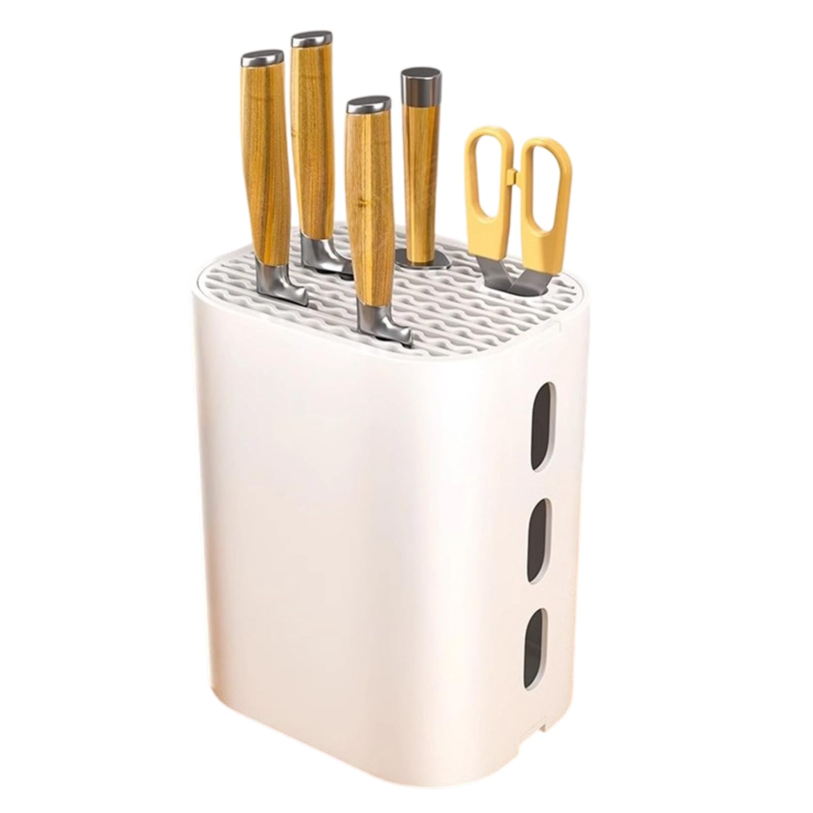 Shntig Kitchen Cutlery Block Holder Aluminum Alloy Large Capacity Countertop Organizer with Removable Lid for Cooking Utensils Cutlery Rack Utensil Organizer Kitchen Counter Tool Stand