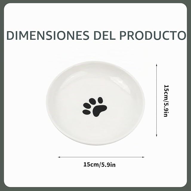 Foto 2 de 7 de Novocloud 3 Piezas Cuencos de Cerámica para Gatos, Comedero Gato con Base de Goma Antideslizante