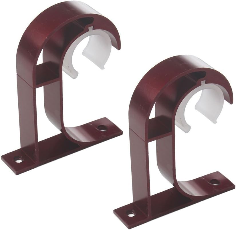 iModen Aluminum Alloy Curtain Rod Bracket,Curtain Rod Holder,Curtain Rod Supportor,Mounted on Ceiling 2 Set (Wine Red)