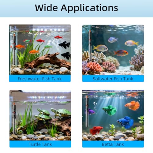 Chauffage d'aquarium 200W HiTauing submersible réglable pour eau douce