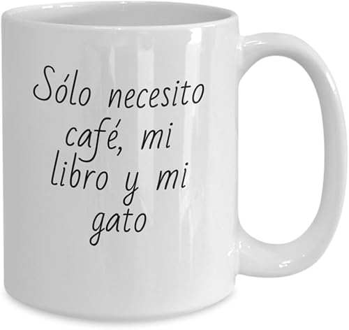 Miniatura 2 de Taza divertida, Necesito café, mi libro y mi gato, taza para ella, taza para el, regalo para mamá