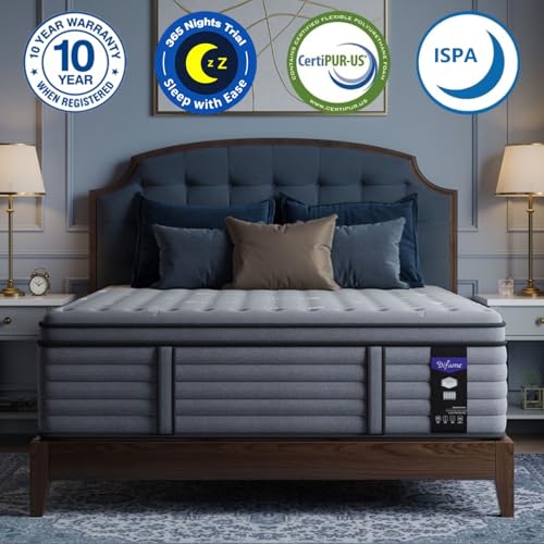 Image of King Mattress 18 Inch, (Upgraded) Hotel Luxury Firm Hybrid King Size Mattress In A Box, Extra Enhanced Support, Relieve Back & Waist Pain, Cooling Sleep, Fiberglass-Free, CertiPUR-US, 365-Night Trial