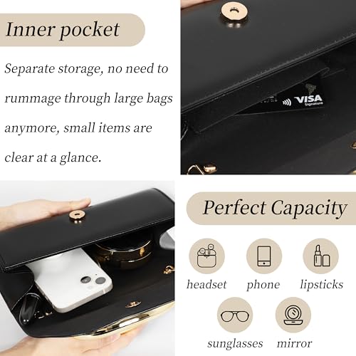 Clutch Purses for Women - Evening Bag with Chain Elegant Dressy Formal Handbag Metal Handle Purse - Image 4