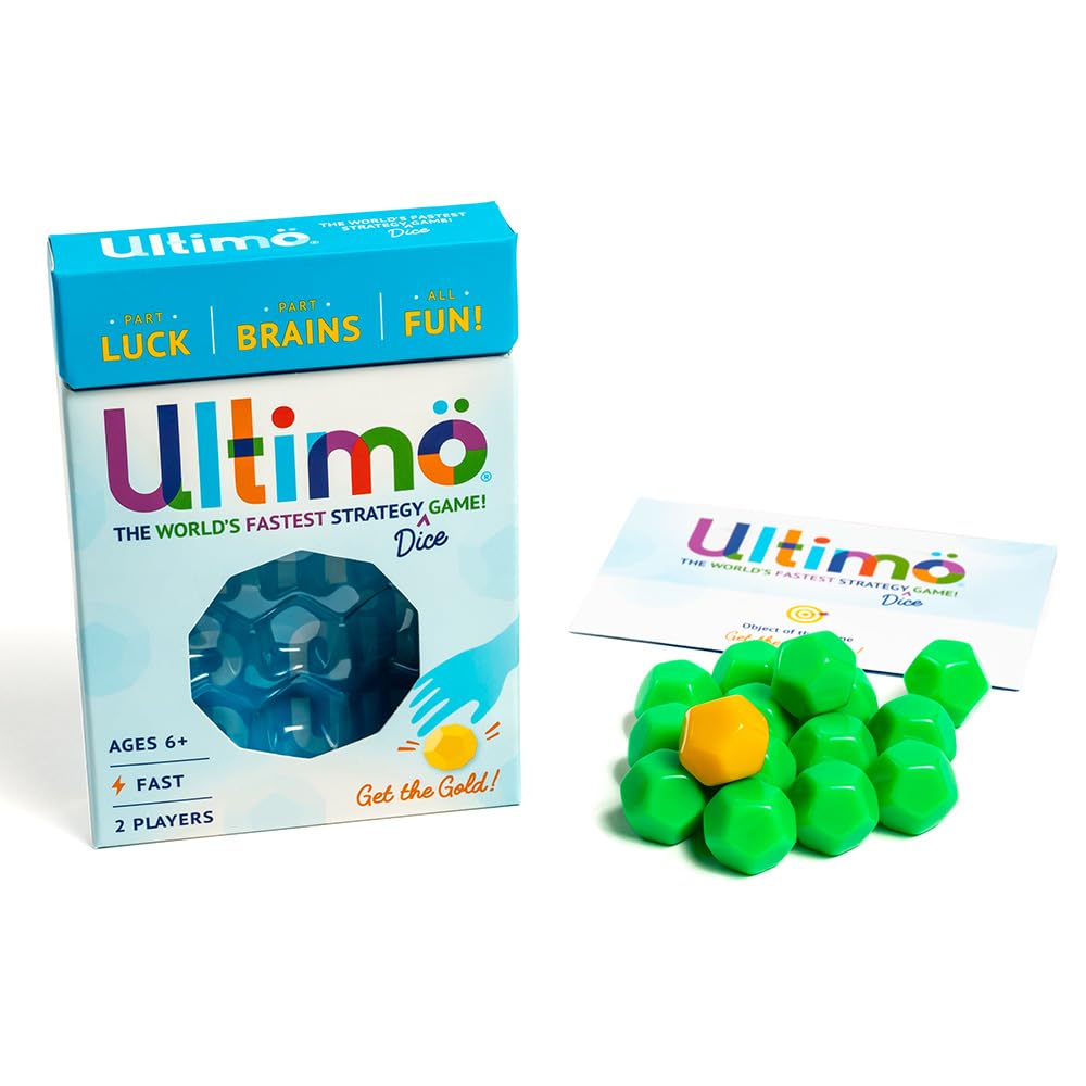 Mobi Ultimo Kids Dice Game - 1 Minute Strategy Game, Learning Activities for Kids and Family, Easy to Pack for Travel with 15 Dice for 2 Players - for Ages 8 and Up