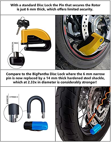 Heavy Duty Anti Theft Motorcycle Disc Lock That Stops Thieves Dead In Their Tracks! Fits All Bikes And Most Mopeds & Scooters. From Bigpantha (Blue). #TOP1