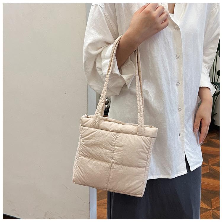 Base'ic Quilted Puffer Tote Bag for Women – Lightweight Soft Shoulder Purse with Zipper – Casual Daily Handbag2