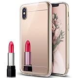dbrand skins iphone xr Paquete: 1 * iPhone x móvil iPhone Funda, iPhone cubierta X, ikasus Plating Tpu espalda caso Skins, lujo espejo espejo Shock-absorción parachoques TPU anti-scratch brillante reflexión carcasa para iPhone X