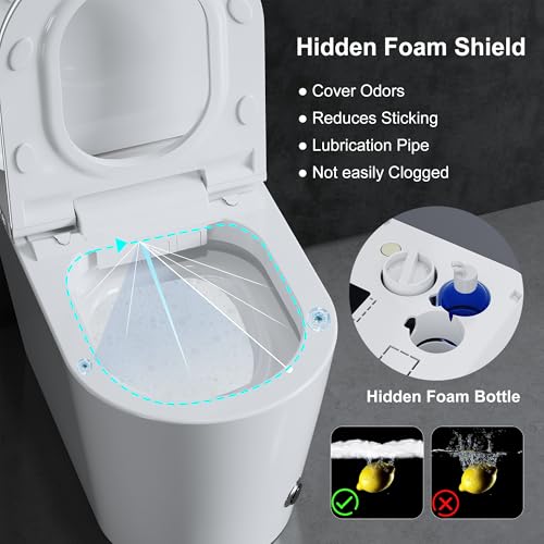 Image of Luxury Smart Toilet with Heated Seat & Instant Warm Water with Remote Control Bidet,Hidden Foam Shield,Air Purification,One Piece Tankless Toilet with ADA Comfort Height,LED Display