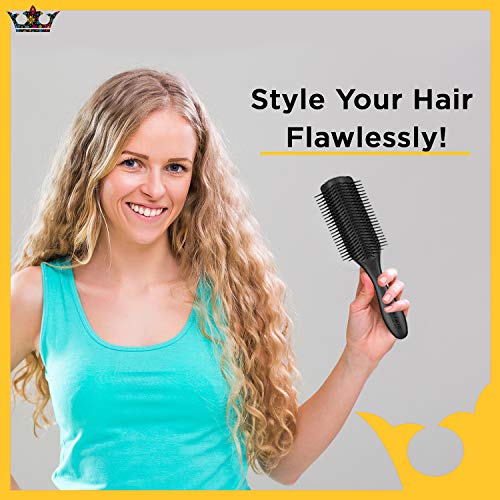 Denman Classic Styling Brush 9 Rows (Black) - D4 - Hair Brush for Blow-Drying & Styling – Detangling, Separating, Shaping & Defining Curls…