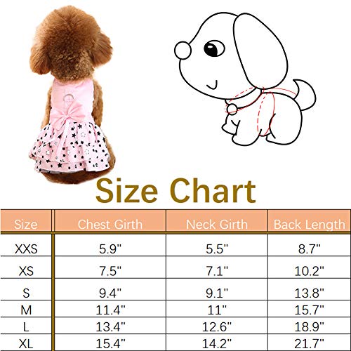 Nacoco Small Dog Star Dress With Leash Small Pet Puppy Cute Lace Skirt Sweet Pet Summer Clothes(Pink,M) #TOP4