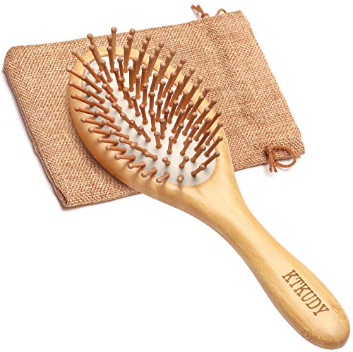 Natural Bamboo Hair Brush for Women Men Kids Wet and Dry Hair Message Brush Adds Shine and Improves Hair Texture - Reducing Hair Breakage and Frizzy