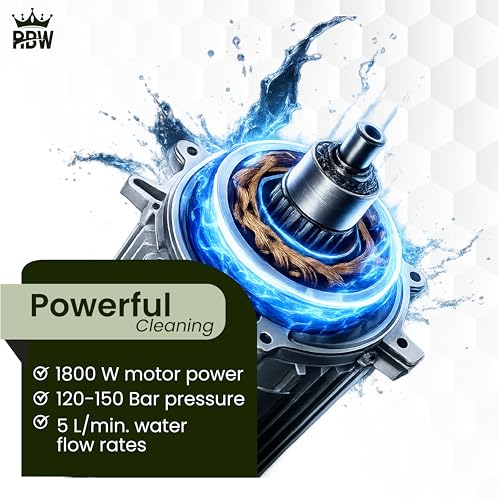 Image of RBW High Pressure Washer with Brass Coated Pump | 5 L /M Water Flow | 120-150 Bar Spray Gun with 26 Feet Hose Pipe for Home, Car, Wash Cleaning Purposes (P-250)