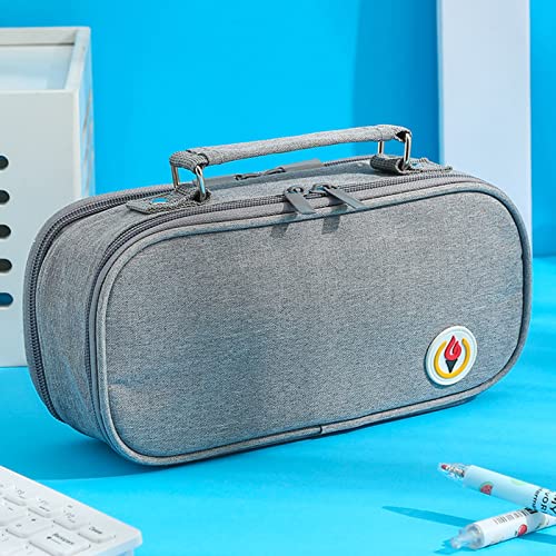 Image of Party Propz Grey Pencil Pouch for Boys -Large Capacity Pencil Pouches for Stationary | Aesthetic Pencil Case for College Students | School Pouch for Girls Stylish | Cute Pen Pouch for Girls Korean Bag