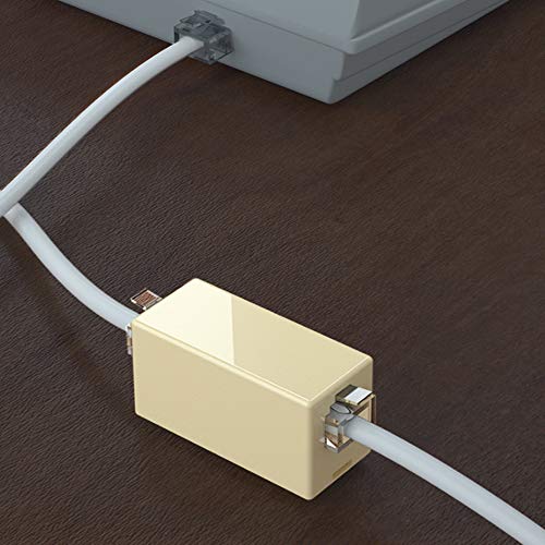 ohCome Telephone Extension Cord 25 Feet Phone Cable with Standard RJ11 Plug, with 1 in-Line Couplers and 20 Cable Clip Holders - White