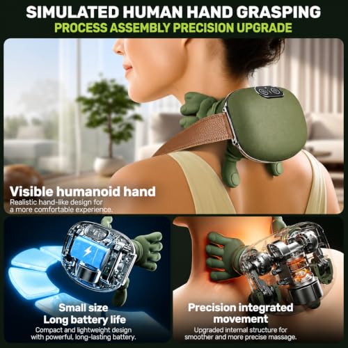 Image of ONESTA Electric Neck Massager with Heat Deep Tissue 4D Kneading Massage Pillow for Neck & Shoulder Pain Relief Portable Rechargeable Cervical Massager Machine for Home Office & Travel