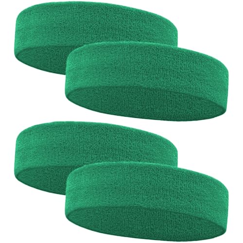 Image of 4 Pack Sweatbands Sports Headband for Men and Women, Moisture Wicking Athletic Workout Headband for Running, Tennis, Basketball, Yoga, Gym Stretchy Unisex Sweatband