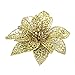 Produktbild 12shage Weihnachtsstern Künstlich Christstern Weihnachtsblumen Weihnachtsbaumdeko (Gold)