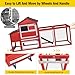 Aivituvin Chicken Coop Expandable Mobile Chicken House for Outdoor with Wheels, Nesting Box, Leakproof Pull-on Tray and UV-Resistant Roof Panel (Red)