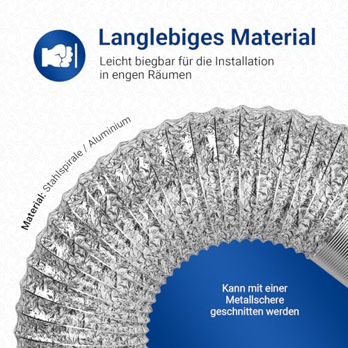 VIOKS Klimaanlage Schlauch 150mm Trockner Schlauch 10 Meter für 150erR Luftführungssysteme - Universal Abluftrohr Dunstabzugshaube Abluftschlauch Klimagerät Isoliert Mobiles Klimagerät Schlаuch