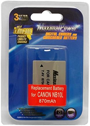 Maximalpower replacement battery for Canon NB-10L PowerShot G1 X, PowerShot G15, PowerShot G16, PowerShot SX50 HS, PowerShot SX40 HS Digital Cameras