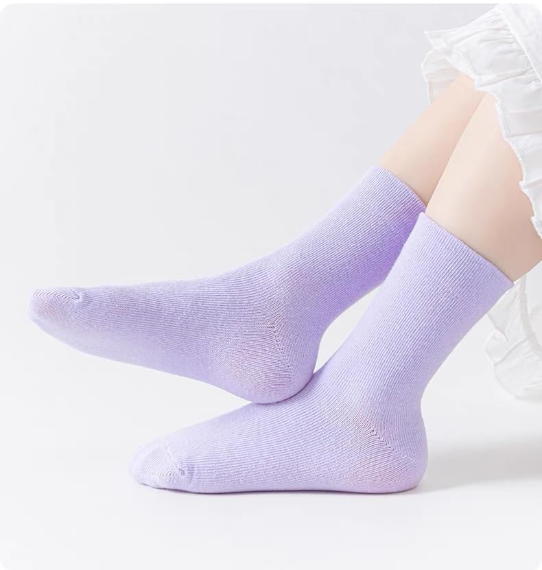 Toptim Kids Girl Crew Socks Colorful Lightweight Cotton Casual Sock2