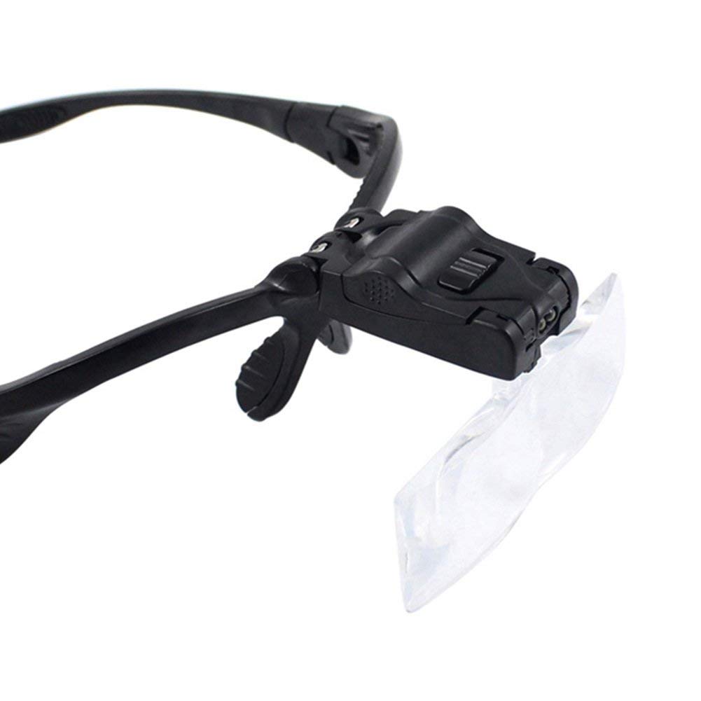 Lupy nagłowne, zestaw głośnomówiący, z lampą LED 5 zestawów soczewek HD 1X 1,5X 2X 2,5X 3,5X okulary do czytania, do gazet Soldeneedlework naprawa konserwacja biżuteria lupa Lucky Star