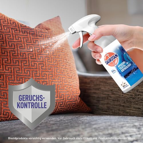 Sagrotan Hygiene-Textilerfrischer Frische Wäsche – Entfernt festsitzende Gerüche und geruchsbildende Bakterien – Für Kleidung und Wohntextilien – 4 x 500 ml