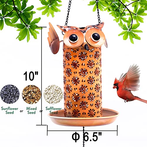 Wdlfcgc Solar Wild Bird Feeder For Outside Hanging Gifts For Bird Lovers,Owl Decorative Solar Bird Feeder Hanging Bells At The Bottom. thumb #5
