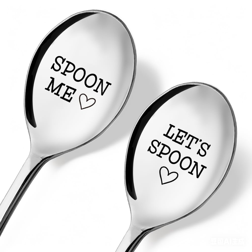 Spoon Me Let's Spoon - 2 Pcs Scoop Set, His and Hers Our Ice Cream Shovel, Anniversary Valentine's Day Birthday Scoop Gifts for Boyfriend Girlfriend Husband Wife Couples