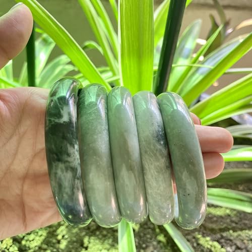 URED Jade Bangle Bracelet for Women Green Feng Shui Good Luck Bracelet with Box Natural Jade Bangle for Women Meditation Birthday Mother's Day 2.44in4