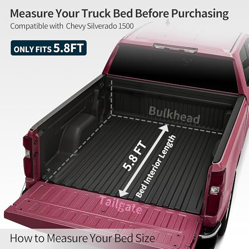 Image of OEDRO Low-Profile Quad-Fold Tonneau Cover Fit for 2019-2026 Silverado 5.8ft