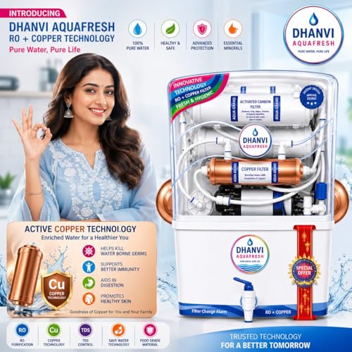 Image of Crown 9L Premium RO+UV+Copper Water Purifier | Inside uvTank Technology | Free Pre-Filter | Advanced Mineral Protection | TDS Controller | suitable for Borewell /Tanker /Tap Water