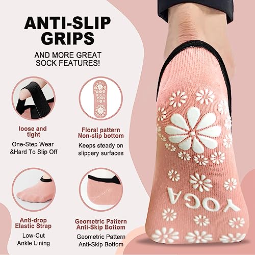 Yoga Socks for Women, 3/6 pairs Non-Slip Pilates Sock Perfect for US Sizes 6.5-102