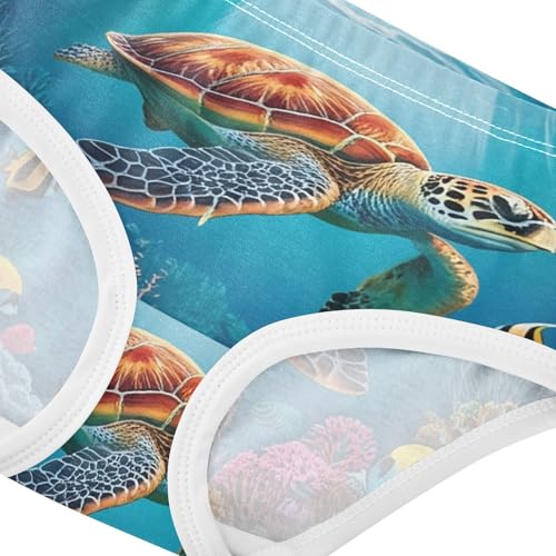Toddler Underwear Floral 2t Cotton Girl Panties Cute Artistic Undies Kids Briefs Colorful Underwater Sea Turtle4